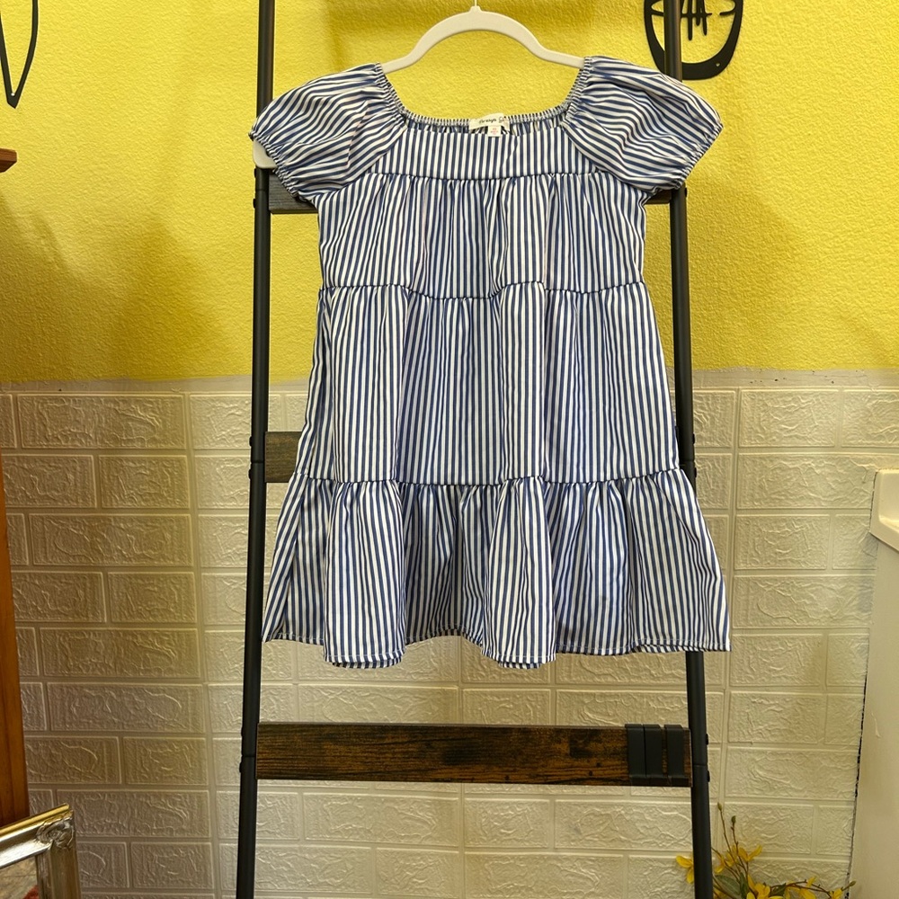 Persaya Blue and White Striped Top